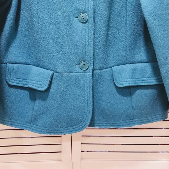 Spectacular Turquoise Wool Felt Jacket - Picture 3 of 6